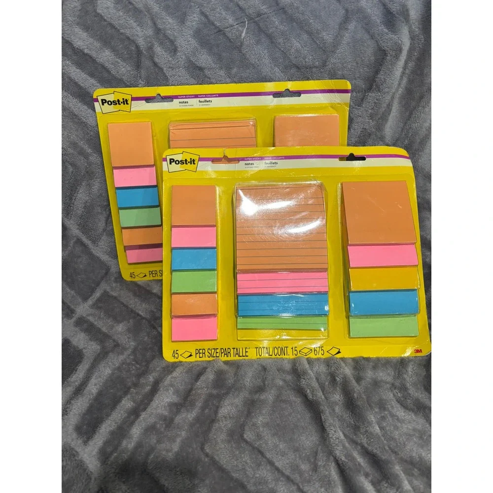 Set‎ of 2- Post-it Super Sticky Notes Supernova Neons Collection 675 Total Count